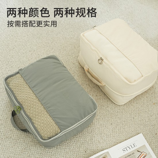 Cotton and linen storage box, foldable fabric storage basket with drawstring for children's toys and clothing, simple style