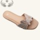 Wholesale factory ladies slippers, women's summer outdoor flat woven shoes.
