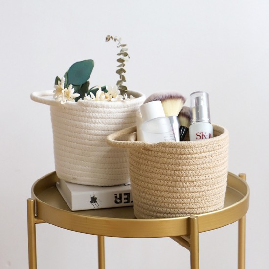 Cross-border Nordic cotton woven basket, desktop cosmetic storage bin, entryway miscellaneous key wall-mounted storage basket