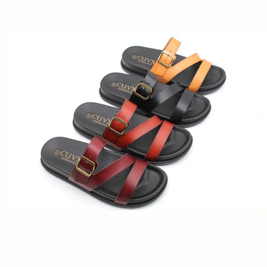 Wholesale Ladies Slippers Women's Summer Slippers, Fashionable Square-buckle Beach Shoes, Thick-soled Slippers