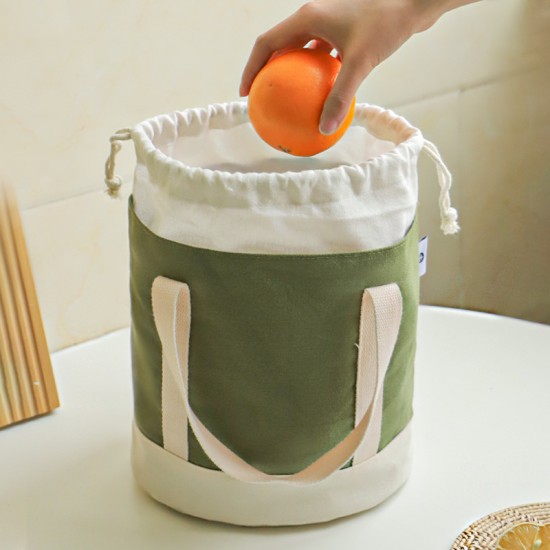 Thickened canvas lunch bag, portable lunch bag, insulated and fresh-keeping lunch bag, portable drawstring lunch bag for students and office workers