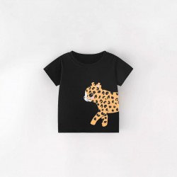 Girls' skirts, new summer styles, European and American children's clothing, cartoon girls' cotton short-sleeved printed princess dresses