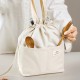 Pure Time Selected Large-Capacity Canvas Lunch Bag, Simple Office Worker Drawstring Insulated Lunch Box.