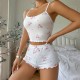 European-style cross-border autumn-winter best-selling home wear with heart-shaped print halter back pants, two-piece set with elastic long-sleeved pants, fashionable and sexy women's home wear