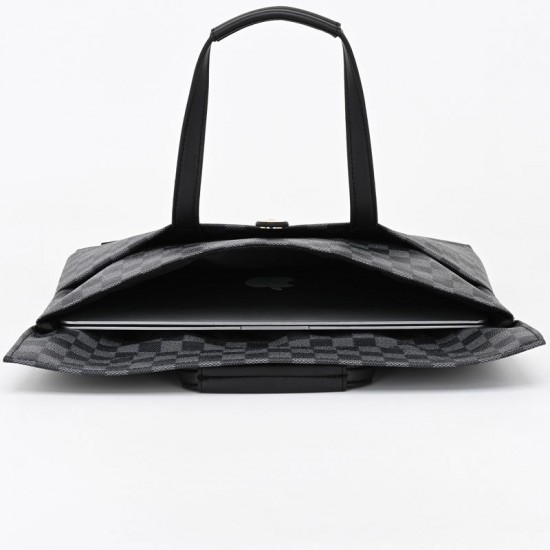 Laptop bag, men's cross-style checkered Korean-style men's bag, office document bag, single shoulder bag, file storage cross-body bag