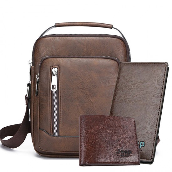 Men's casual single shoulder bag, men's business casual vertical-style cross-body bag, PU soft leather handbag, business commuting single shoulder bag