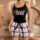 Newly launched European-style elastic sleepwear for women, lace-edged short pants with floral pattern, imitation cotton, cross-border home wear