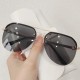 New retro fashion metal half-frame double-beam sunglasses for men and women, high-end sunscreen toad sunglasses