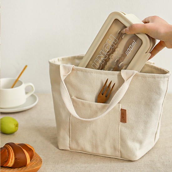 Thickened aluminum foil canvas student and office lunch bag, insulated and fresh-keeping lunch bag, large-capacity lunch box bag