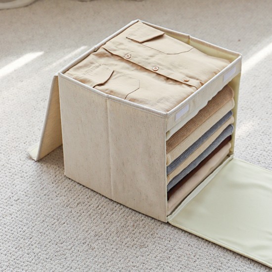 Tianshan cotton and linen fabric household large-capacity stackable double-lid storage box, multifunctional clothing and quilt storage box