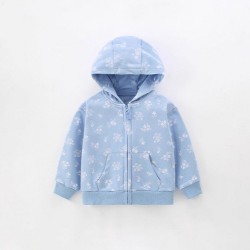 Cross-border girls' autumn and winter jackets, new European and American style, hooded zippered sweatshirts for small and medium-sized children.