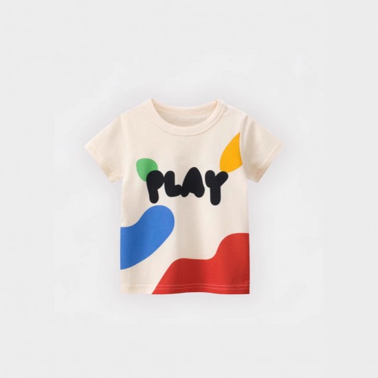 Girls' two-piece summer new summer children's printed shorts with flying sleeves, casual set, children's stylish T-shirts