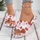 Summer strawberry and fruit print sandals, comfortable thick-soled, couples' slippers for both home and indoor use