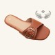 Wholesale women's slippers, casual flat slippers, fashionable buckle-strap slippers.