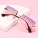 New rimless, trimmed square gradient sunglasses, European and American fashion trends, influencer street style sunglasses for women, ocean-lens sunglasses