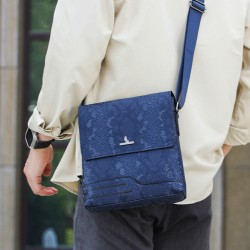 Snake pattern men's hanging bag, vertical style single-shoulder cross-body small bag, trendy fashion outdoor sports fun bag with cover, flap bag