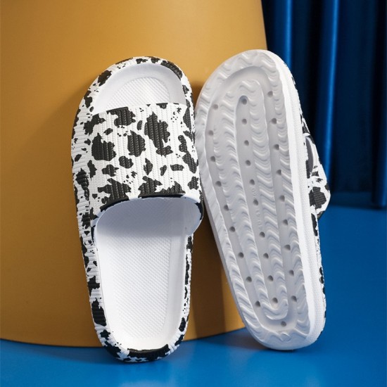 Best-selling cross-border style, poop-feel-like, thick-soled, indoor EVA leopard print slippers for couples with transfer patterns.