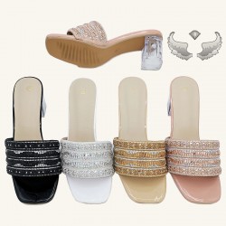 US wholesale direct sales, new luxury rhinestone high heels, fashionable women's slippers