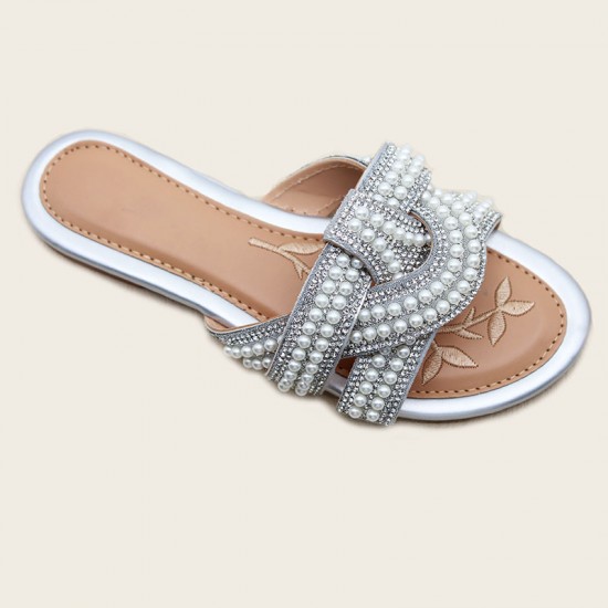 Factory women's shoes, fashionable double-buckle rhinestone Birkenstocks, wholesale for export