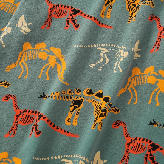 Boys' summer new European and American two-piece suits for children's clothing. Dinosaur cartoon-themed short-sleeved shorts and children's clothing.