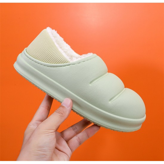 Waterproof and Non-Slip Cotton Slippers for Men and Women, Thick-Sole, Winter Home Warm Couple Plush Shoes