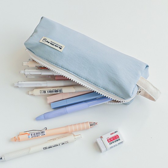 Simple Japanese-style student-style large-capacity double-layer macaron pencil case, multifunctional waterproof nylon portable stationery bag