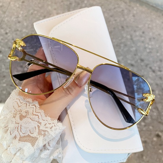 New stylish large-frame UV protection sunglasses, metal cat-eye sunglasses for women, high-end influencer sunglasses