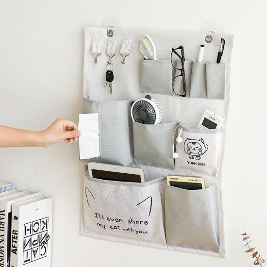 Simple Japanese-style portable travel toiletry storage bag with waterproof cotton and linen lining and large-capacity compartmented cosmetic bag