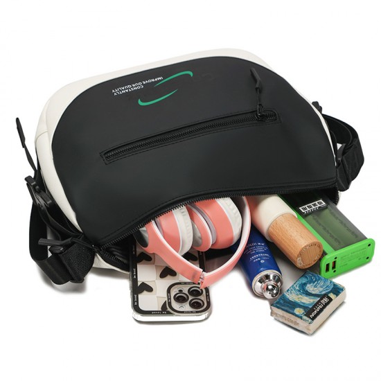 2025 new men's casual single shoulder bag, simple and fashionable leather film bag, outdoor sports bag, multi-functional travel bag, casual crossbody bag for business commuting