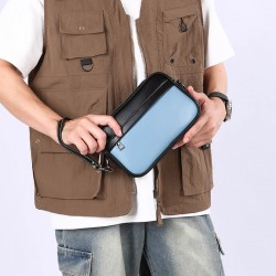 Amazon cross-body bag for men and women, PU leather single-shoulder hanging bag for outdoor sports, waterproof zero money storage small square bag