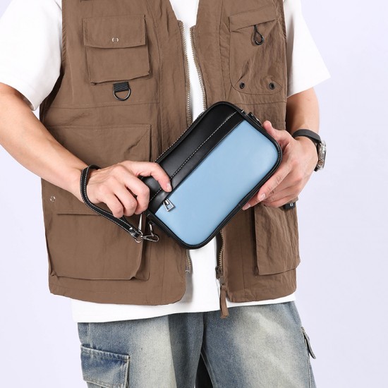 Amazon cross-body bag for men and women, PU leather single-shoulder hanging bag for outdoor sports, waterproof zero money storage small square bag