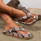 Hot-selling snake print flip-flops for women, new summer styles, fashionable thick-soled thongs for men and women