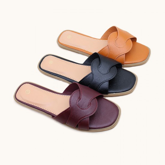 Factory high-quality women's shoes, ready for export, flat fashionable buckle women's slippers
