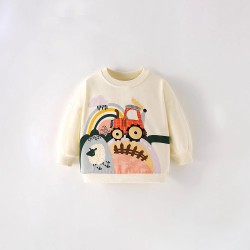 Girls' dresses, autumn and winter styles, European and American small and medium-sized children's casual prints, baby cotton short-sleeved round neck children's princess dresses