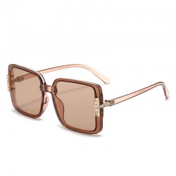 Korean fashion sunglasses, elegant gold wire frames, light brown lenses, new hot girl preppy style UV-blocking sunglasses for women.