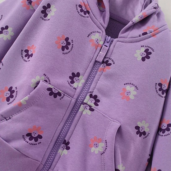 Girls' autumn and winter jackets, new European and American style, casual hooded cardigans for small and medium-sized children. terry cotton stylish little girls' tops.