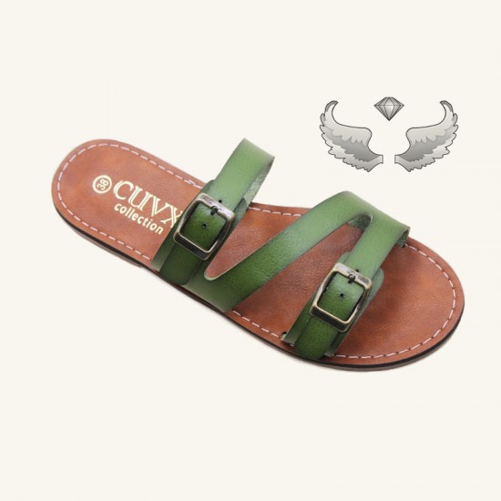 Belize cross-border wholesale flat flip-flops with metal buckles, summer outdoor slippers.