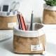 Small jute hanging basket, desktop sundry item storage basket, cosmetic storage bin, fabric pen holder, wall-mounted storage basket