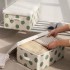Clothes storage box with dustproof lid, foldable fabric storage basket, household storage box, cotton and linen wardrobe storage box