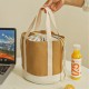 Thickened canvas lunch bag, portable lunch bag, insulated and fresh-keeping lunch bag, portable drawstring lunch bag for students and office workers