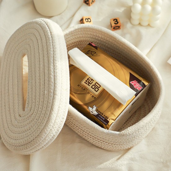 Creative handmade cotton tissue box for toilet paper, multifunctional living room coffee table napkin storage box