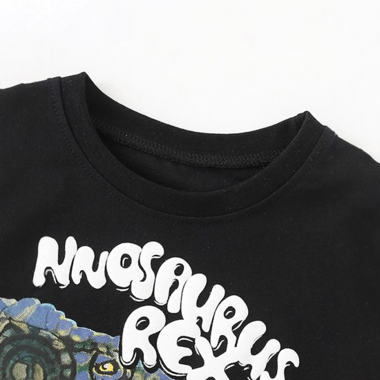 Boys' summer T-shirts, new European and American style, casual printed, stylish round-neck short-sleeved children's tops.