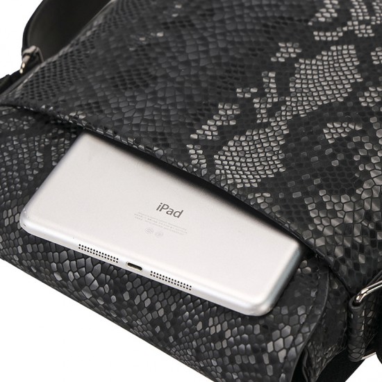 Snake pattern men's shoulder bag, European style new retro men's cross-body bag, flip cover men's bag, high-quality large capacity document bag