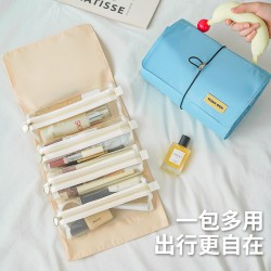 Simple time egg roll portable travel toiletries storage bag, foldable and sorting storage bag, multifunctional cosmetic bag