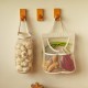 Mesh breathable wall-mounted storage bag for ginger and garlic, cotton and linen thickened mesh bag, large-capacity kitchen fruit and vegetable moisture-proof hanging bag