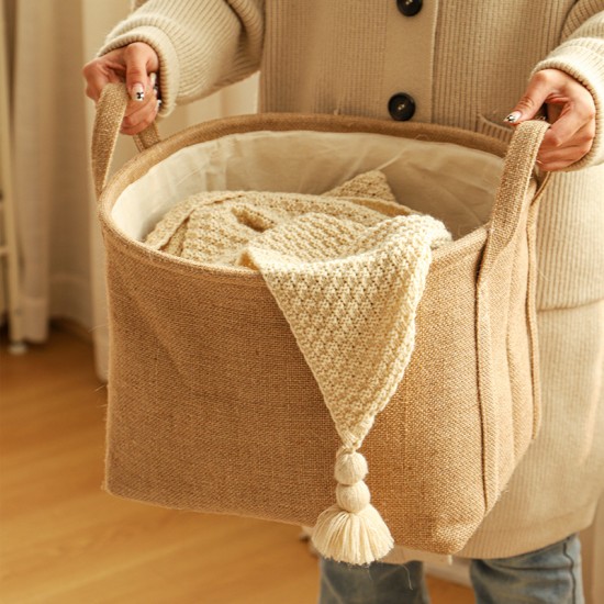 Cylinder household storage basket for clothes and sundries, large-capacity waterproof and moisture-proof, portable plush toy storage basket