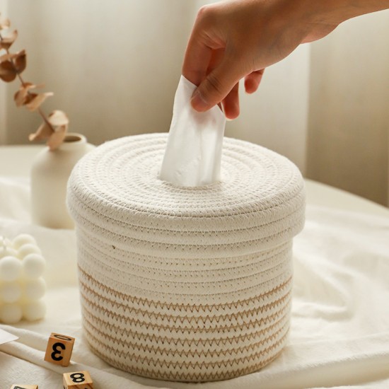 Creative handmade cotton tissue box for toilet paper, multifunctional living room coffee table napkin storage box
