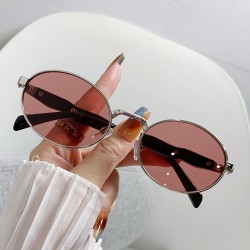 New oval metal sunglasses, European and American cross-border fashion sunglasses, retro street style high-end sunglasses for women
