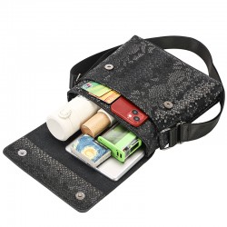 Snake pattern men's shoulder bag, European style new retro men's cross-body bag, flip cover men's bag, high-quality large capacity document bag