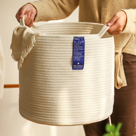 Factory-direct thickened cotton string storage basket, multifunctional snack, toy, and sundry storage basket, large-capacity laundry basket